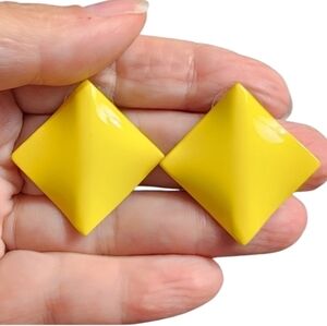 Yellow Square Earrings